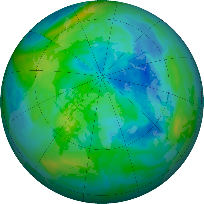 Arctic ozone map for 08 October 1989